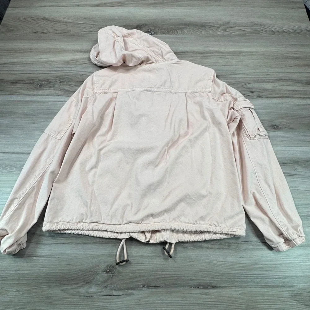 American Eagle Women's Utility Jacket S‎ Pink Cargo Military Hooded Coat